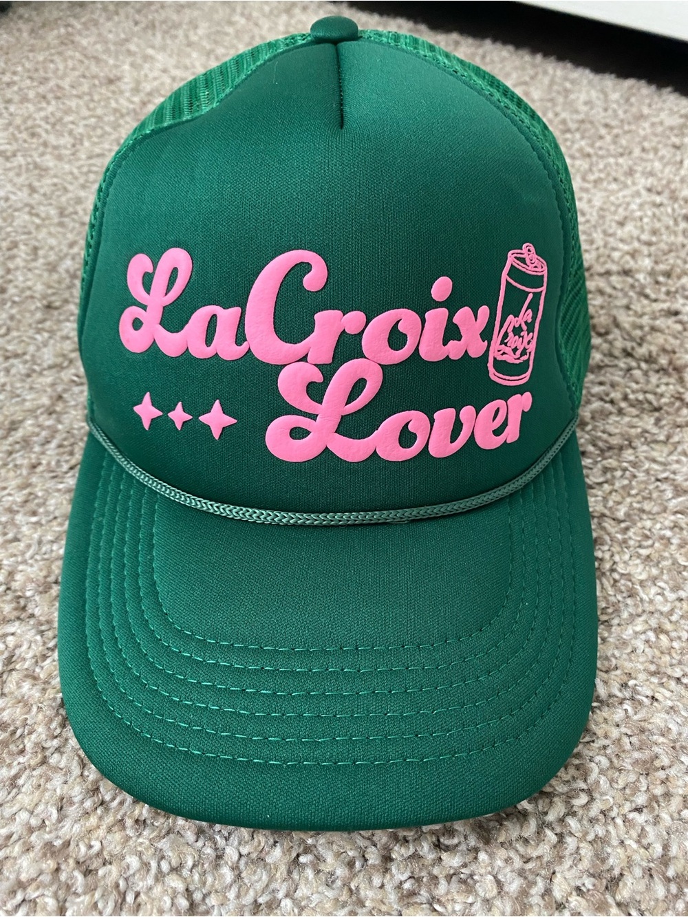 LaCroix Lover Trucker Snapback Hat Cap Green Pink Sparkling Water *New*